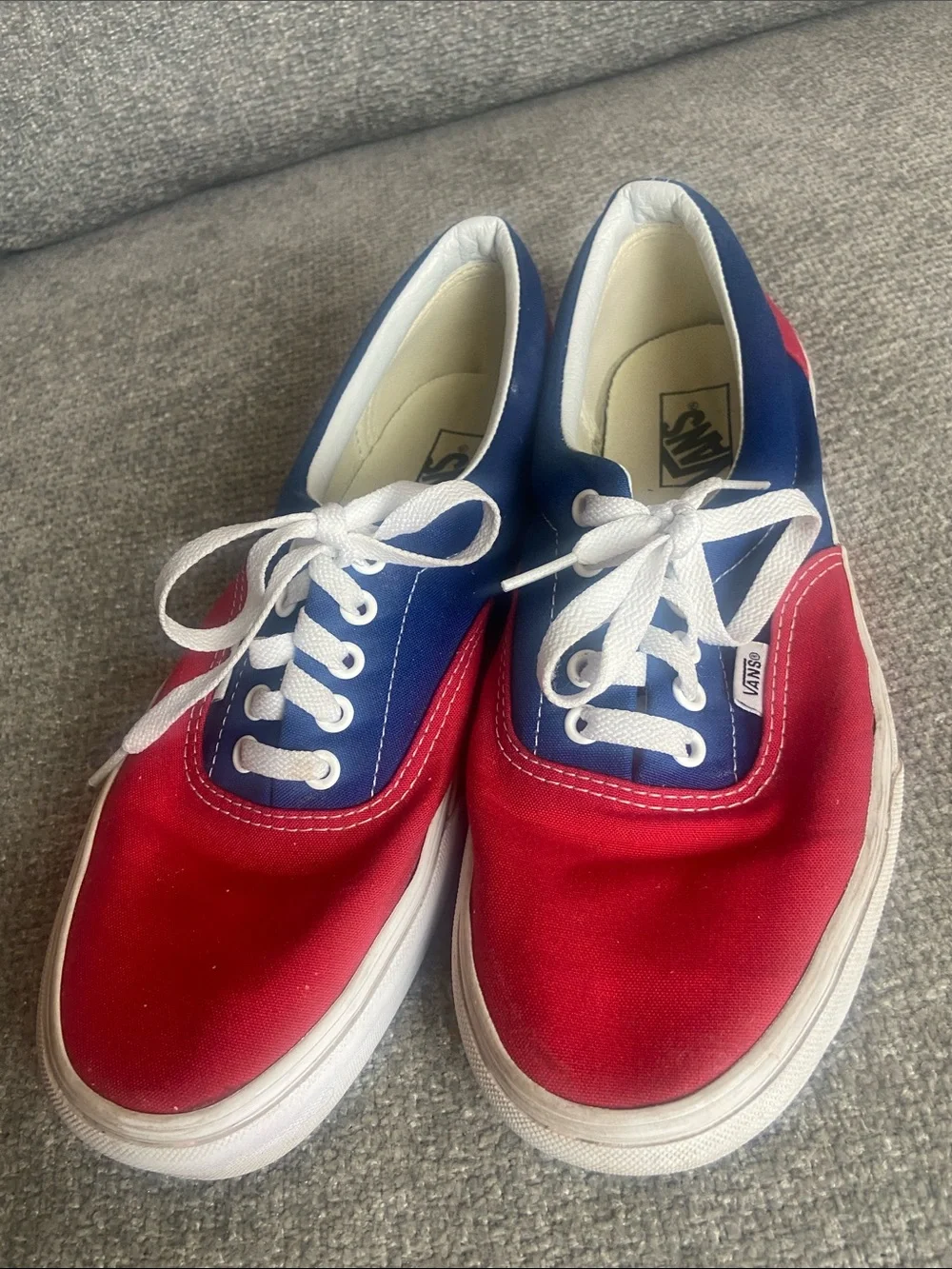 Vans Two-Tone Red and Blue Low-Top Canvas Sneakers Men’s size 10